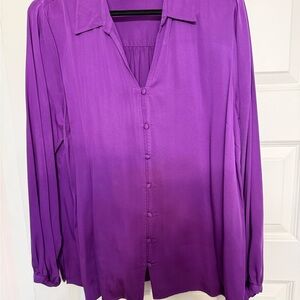 JJill Purple Women's Button-Up Blouse XL